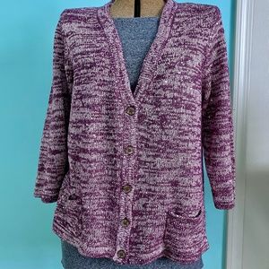 AVENUE Marled Knit Sequin Cardigan Mauve Sz 14/16 EUC
